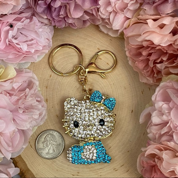 Hello Kitty with Blue Crystal Dress & Bow Keychain Charm - Picture 12 of 13